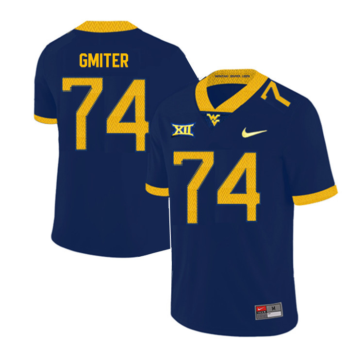2019 Men #74 James Gmiter West Virginia Mountaineers College Football Jerseys Sale-Navy